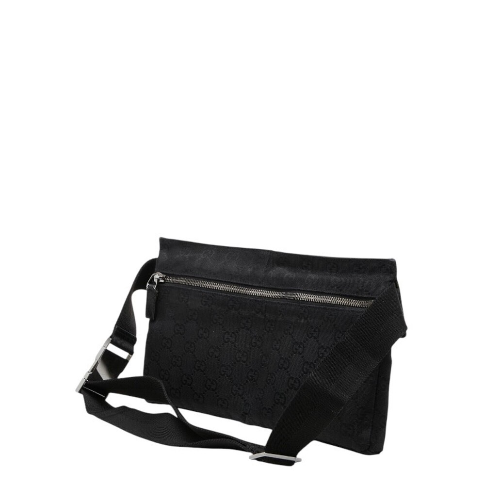 Gucci GG Canvas Waist Bag 28566 Black Leather Women's GUCCI - Picture 3 of 12